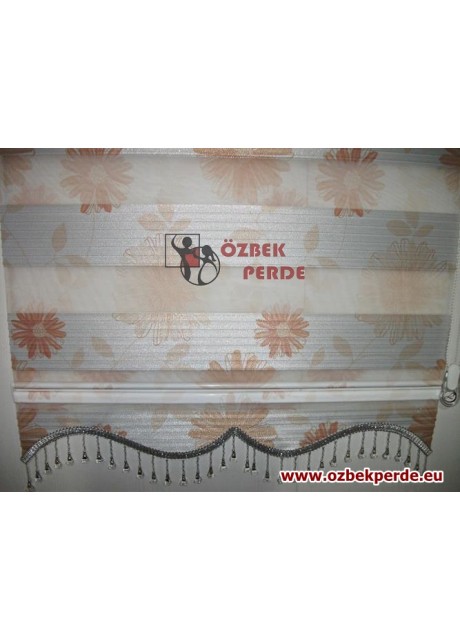Simli Papatya Zebra Perde